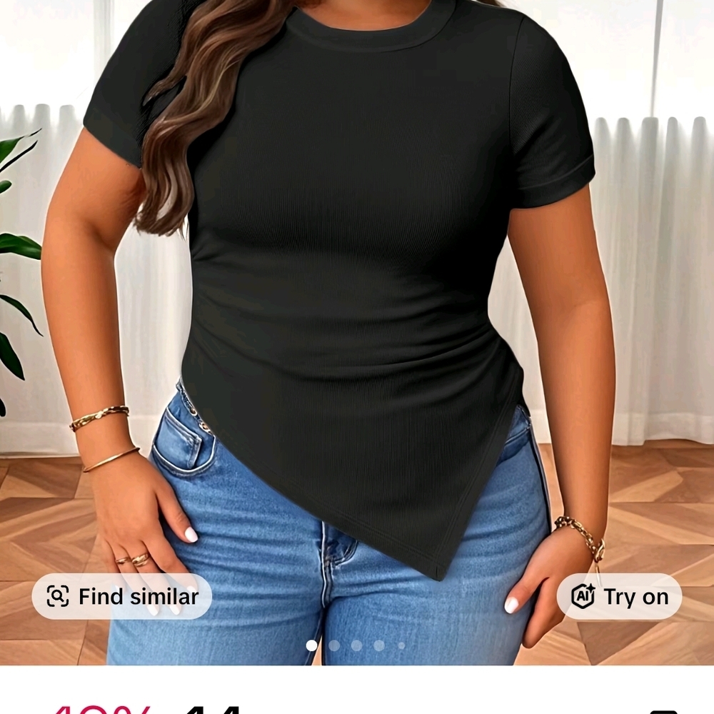 Elegant Black Asymmetrical Women's Tee